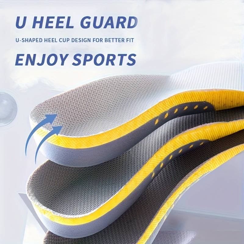 Unisex sport gel insoles nafas oladigan shokni yutadigan qalin EVA TPE sariq kulrang