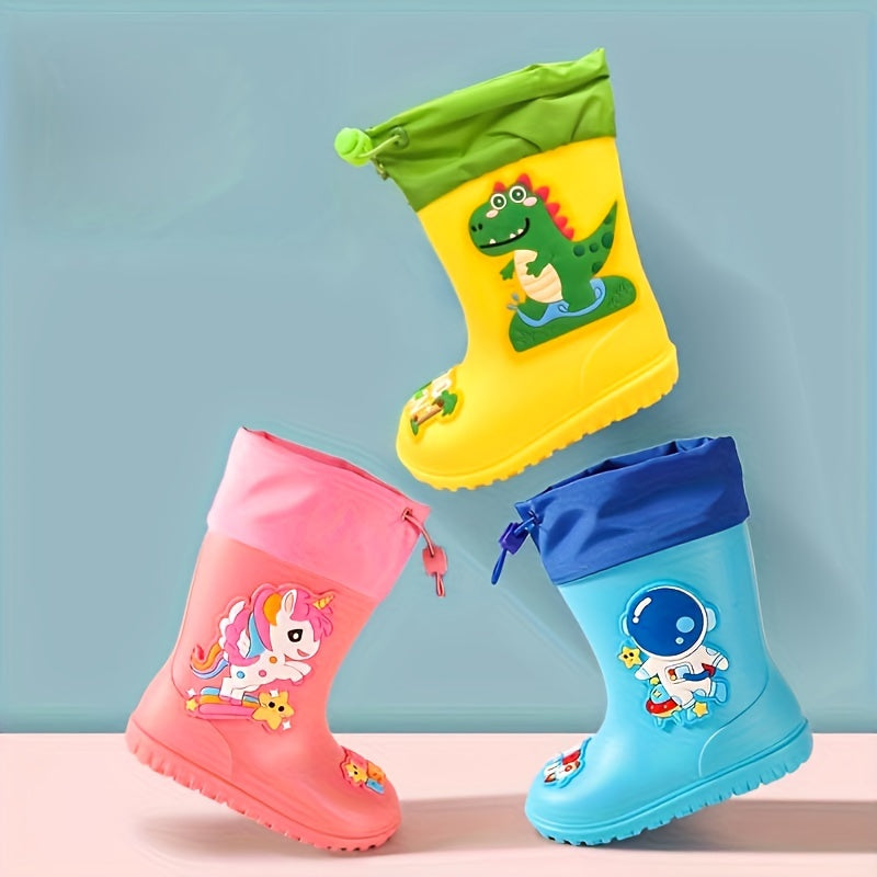 Unisex PVC Rain Boots for Boys and Girls Long Waterproof Shoes for All Seasons