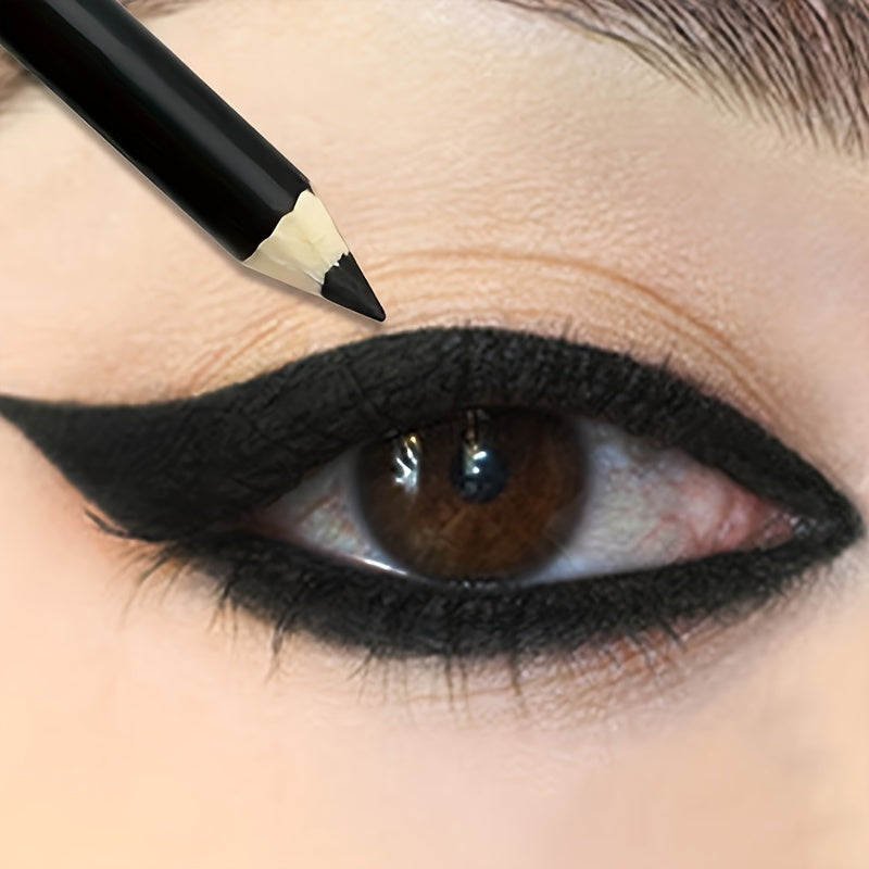 Women Black 2-in-1 Eyeliner and Eyebrow Pencil Waterproof Smudge-Proof