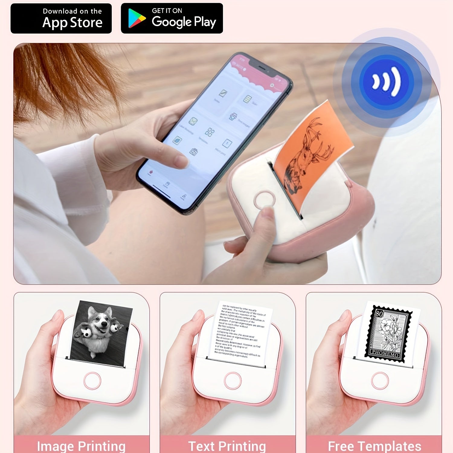 Mini Thermal Printer Portable Wireless Sticker Maker Black and White Printing