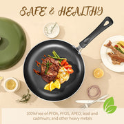 Set of 3 Nonstick Induction Frying Pans 20cm 24cm 28cm for Eggs and Omelettes