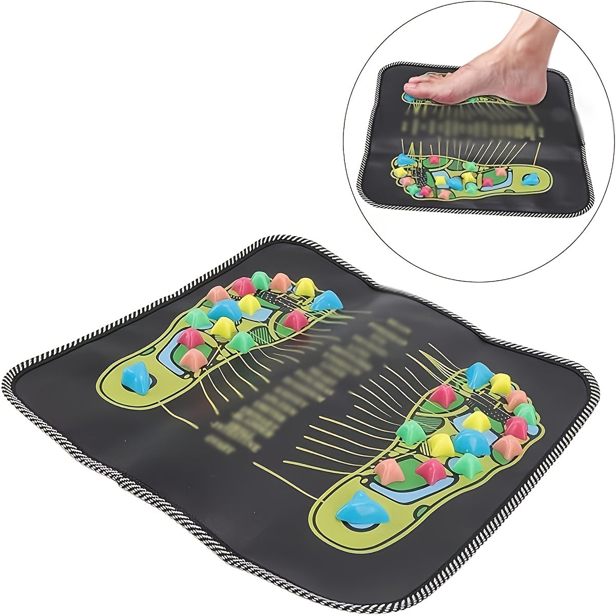 Plastic Acupressure Foot Massager Mat with Colorful Stickers for Wellness