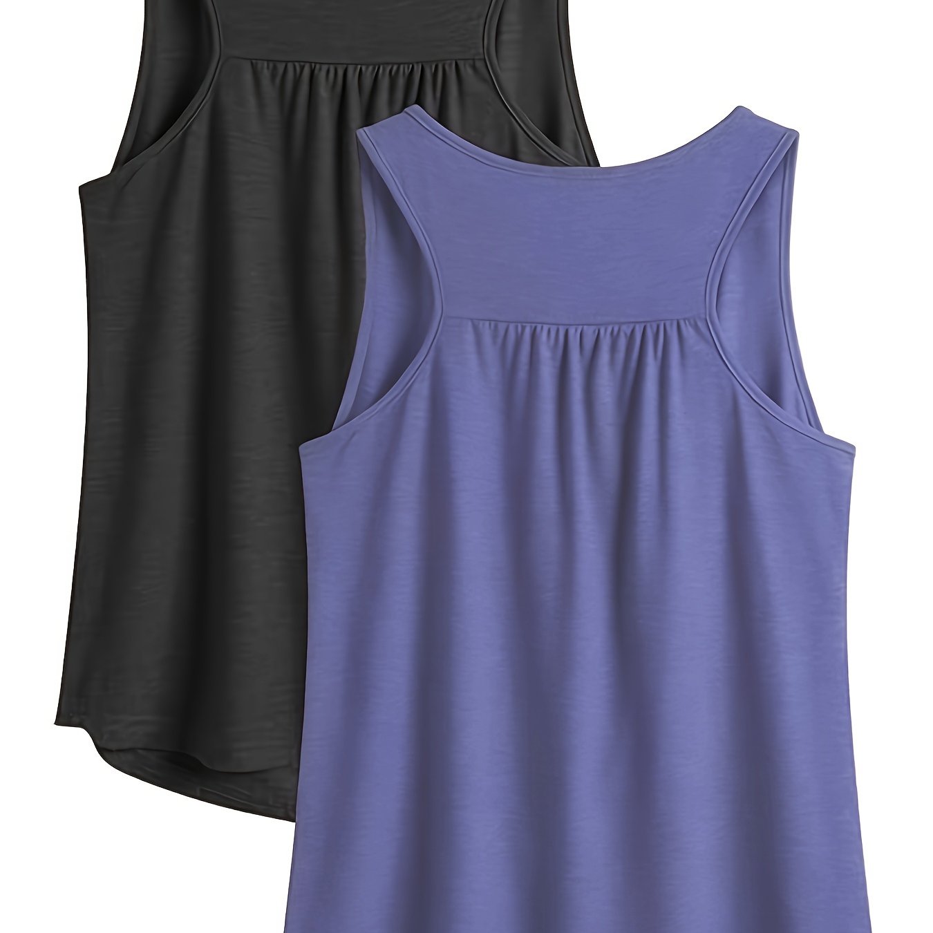 Топы женские с рюшами, без рукавов, однотонные, на лето, повседневные, двухкомплект