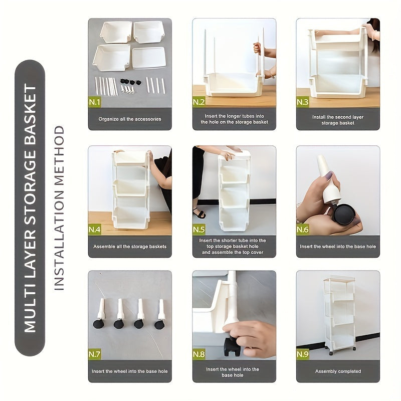 Plastic 5-Tier Storage Organizer for Kitchen and Office Space Durable PVC Rectangular Matte Finish