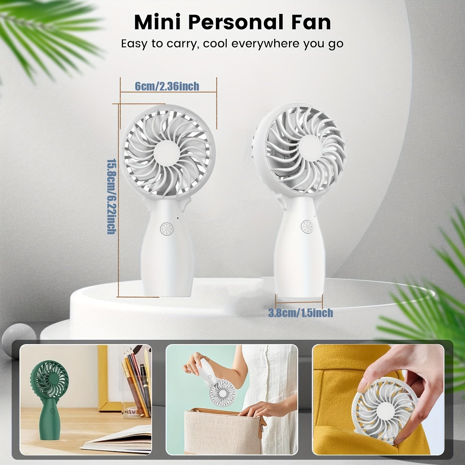 Kuchli shamolli USB qayta zaryadlanadigan qoʻl fan, ichki/ tashqi foydalanish, sayohat va yozgi kontsertlar uchun ideal.