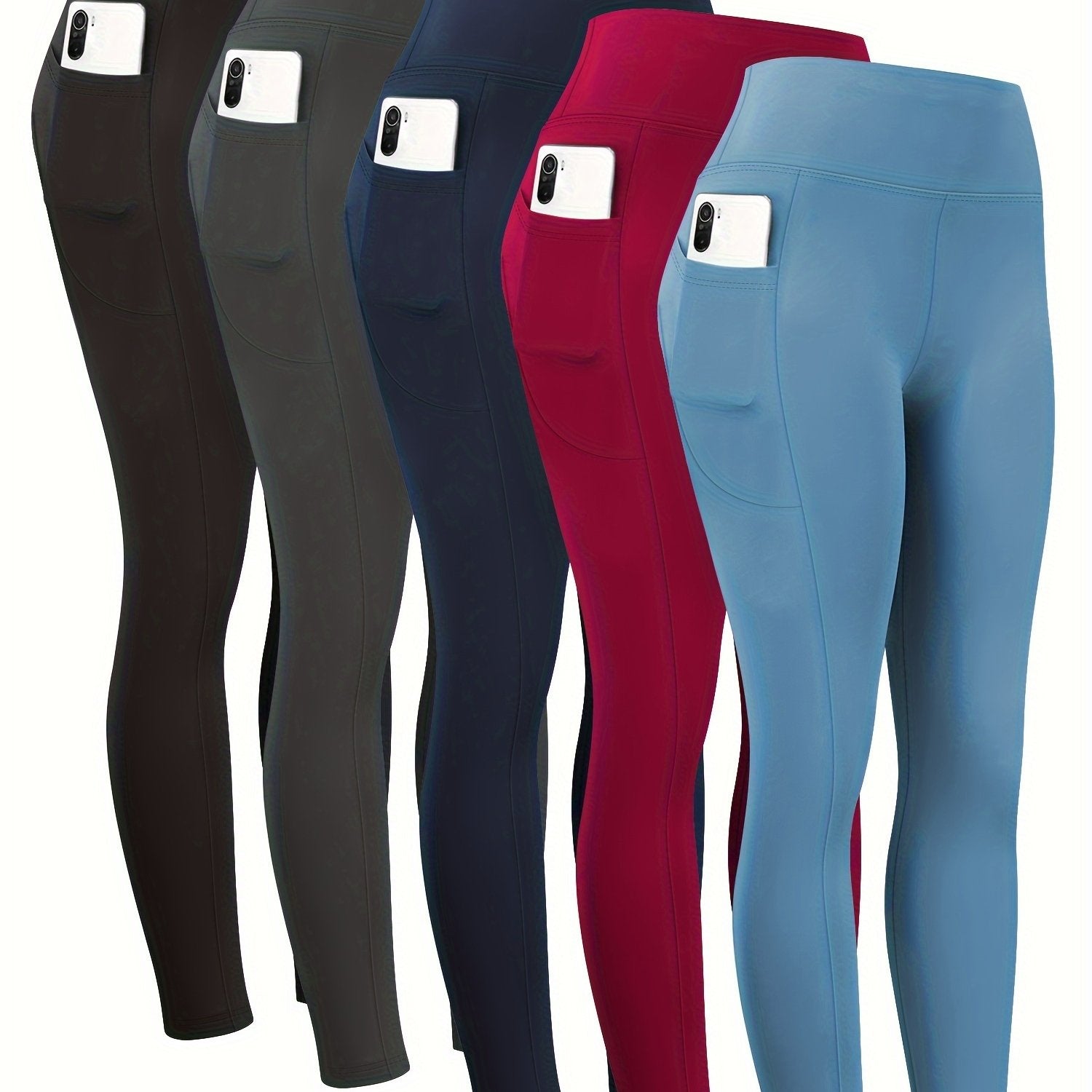 Women's Plus Size High Waist Yoga Pants With Pockets Cropped Leggings