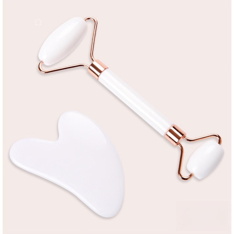 2pcs Facial Massage Roller and Gua Sha Scraper Set for Skincare and Relaxation Non-Electric Portable Face and Body Massagers