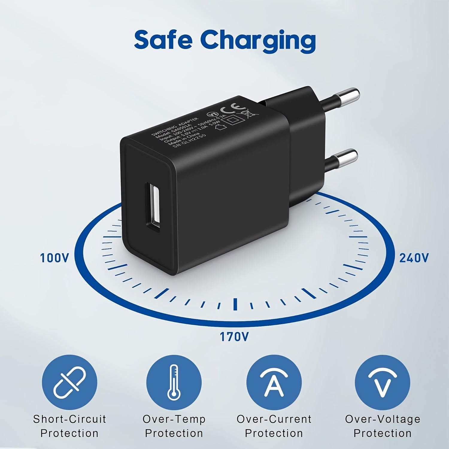 10W USB Wall Charger EU Plug for iPhone and Mobile Devices