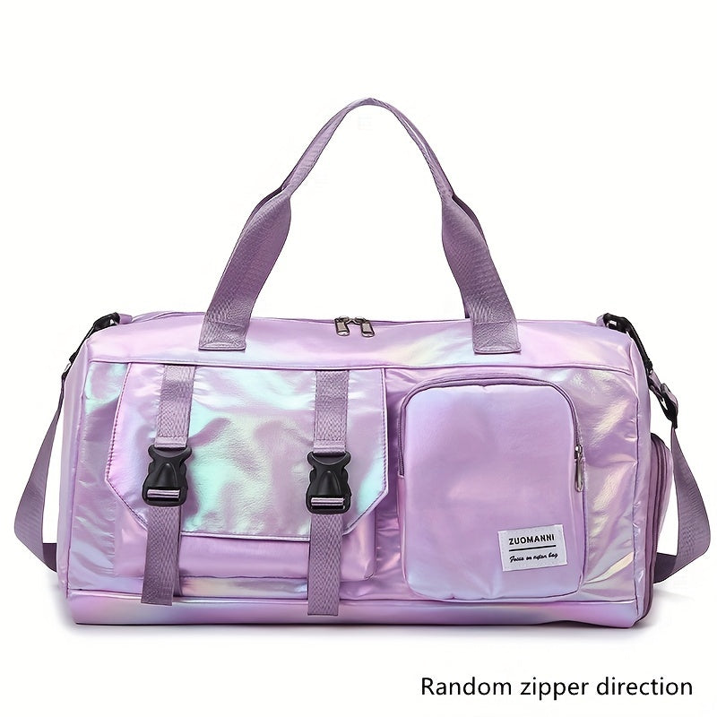 Sparkling Oxford Cloth Duffel Bag with Unique Zipper Design for Travel and Fitness