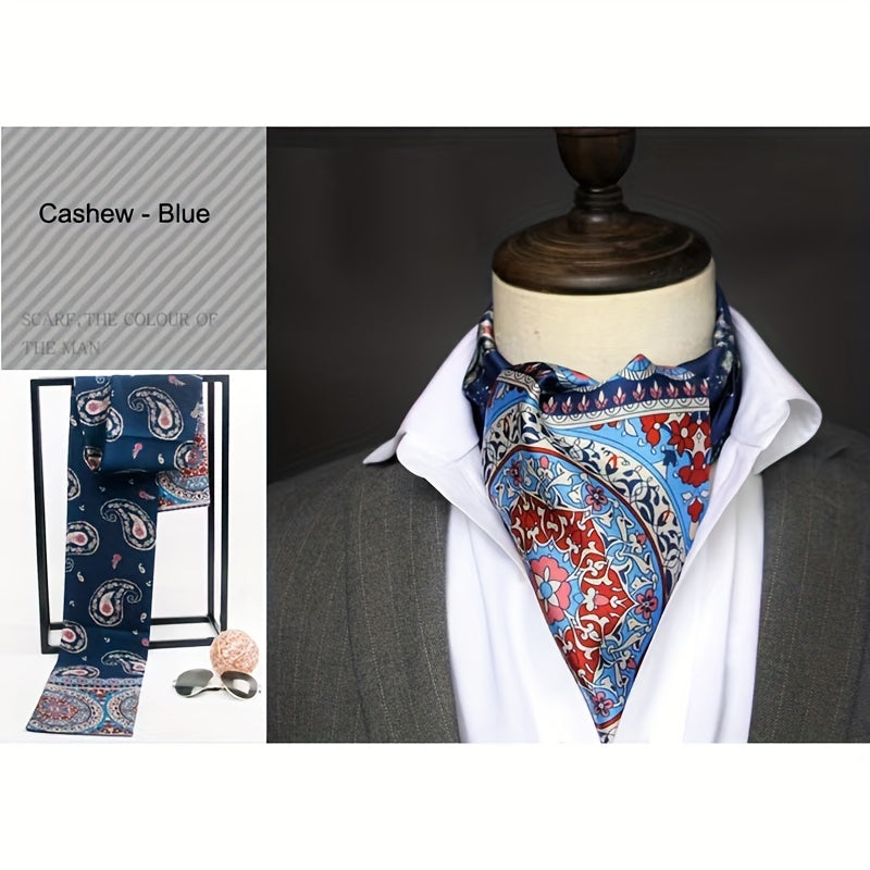 Men's Vintage Twill Scarf with Printed Double Layer for Business and Casual Wear