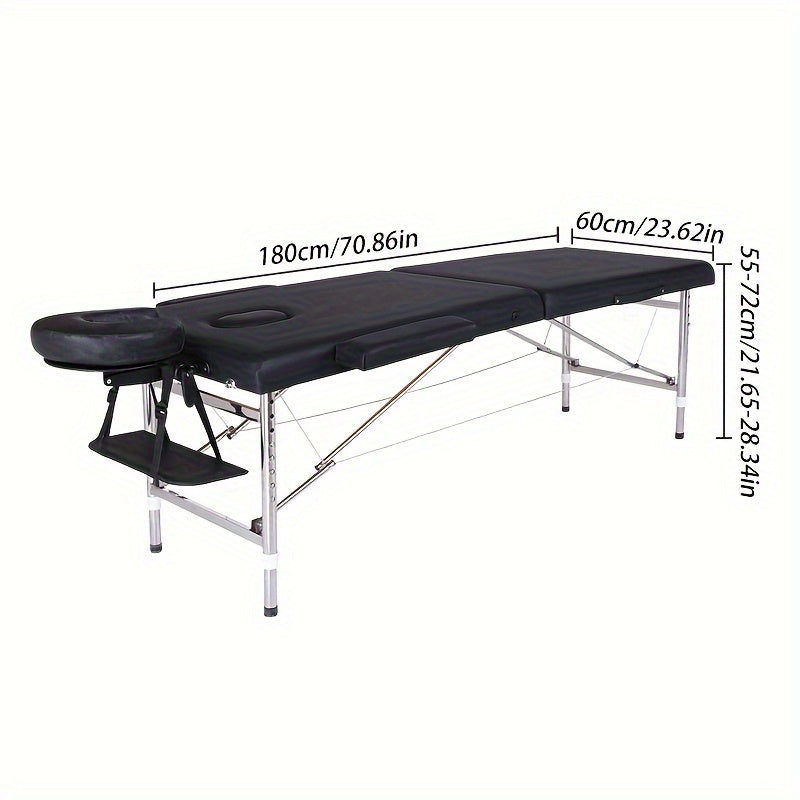 Foldable Adjustable Height Massage Table with Face Pillow for Spa Home Tattoo