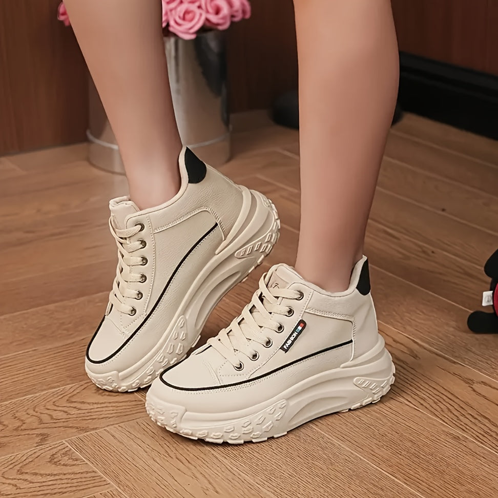 Zapatillas altas para mujer con plataforma ligera, con cordones, para todas las estaciones