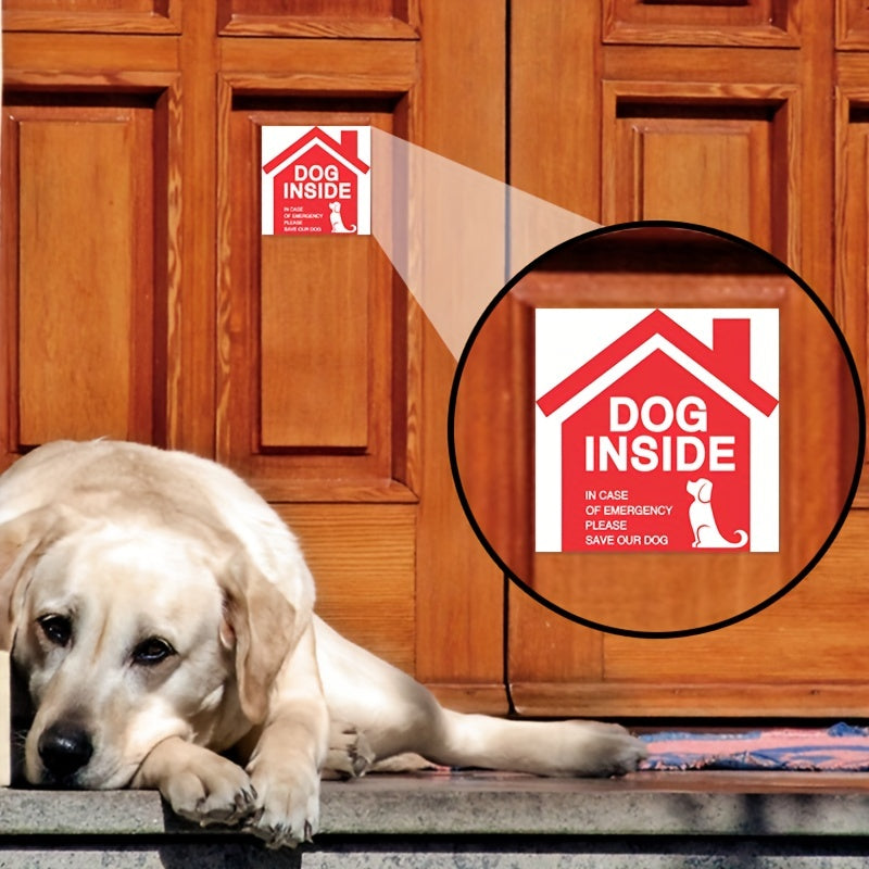 Set of 4 Dog Inside Alert Window Stickers Vinyl Waterproof Scratch-Resistant Indoor Outdoor Decor