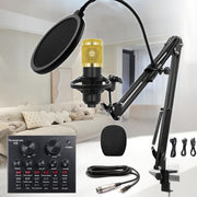 Black Condenser Studio Microphone Kit for Mobile Phones and Laptops with Suspension Arm and Pop Filter