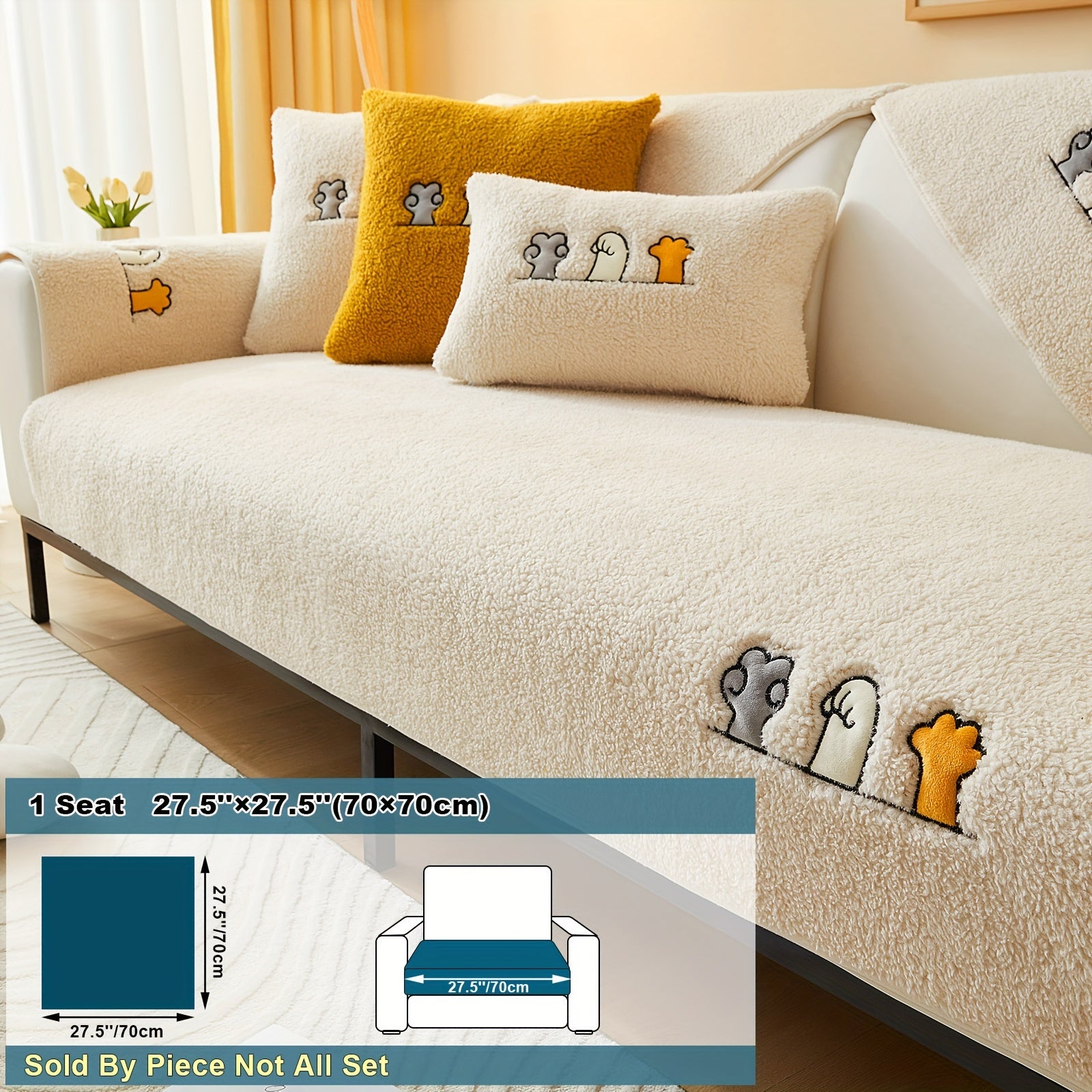 Плюшевый чехол на диван Sherpa, противоскользящий, защитный чехол для мебели для домашних животных для гостиной