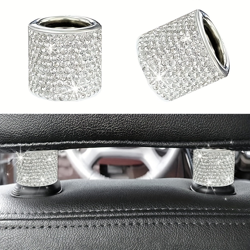 Car Interior Crystal Rhinestone Headrest Collar Ring SUV Truck Decor