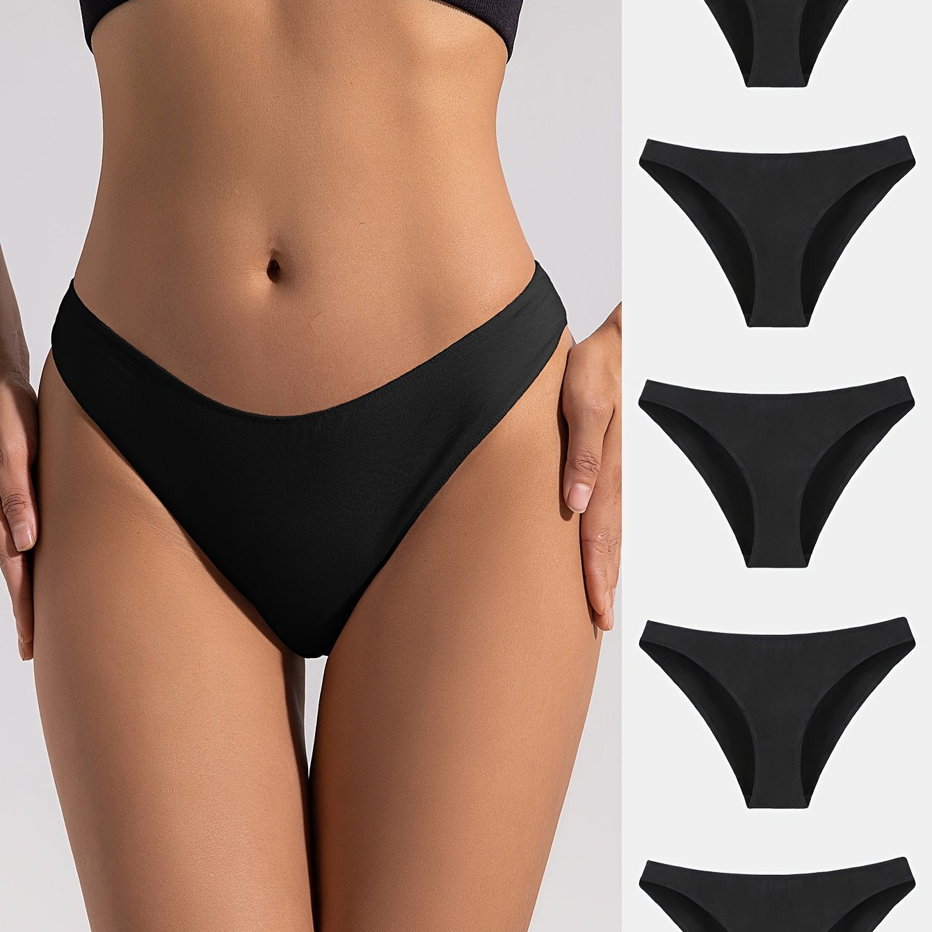 Pack de 5 braguitas de triángulo de color sólido de tiro bajo para mujer