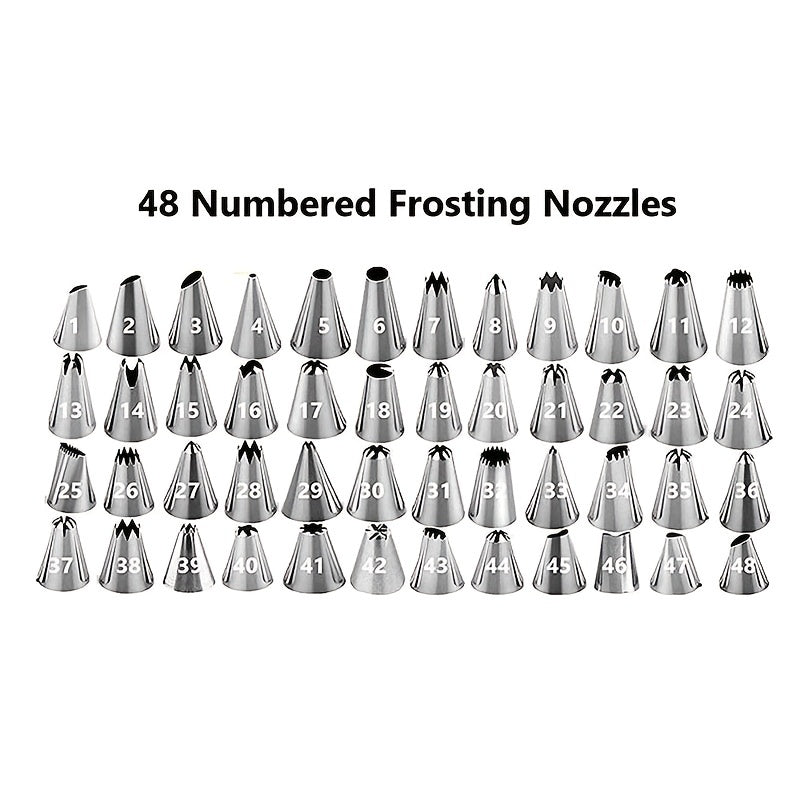 48-Piece Stainless Steel Icing Piping Tips Set for Cake Decorating Baking Supplies