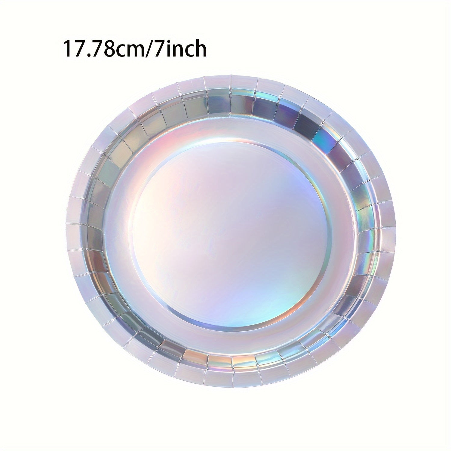 Set of 10/30 Rainbow Holographic Disposable Plates 17.78cm Round Party Dinnerware