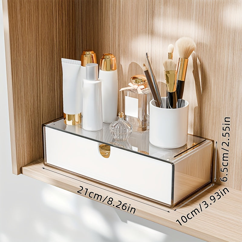 Plastic Cosmetics Storage Box with Drawers Stackable Bathroom and Bedroom Organizer