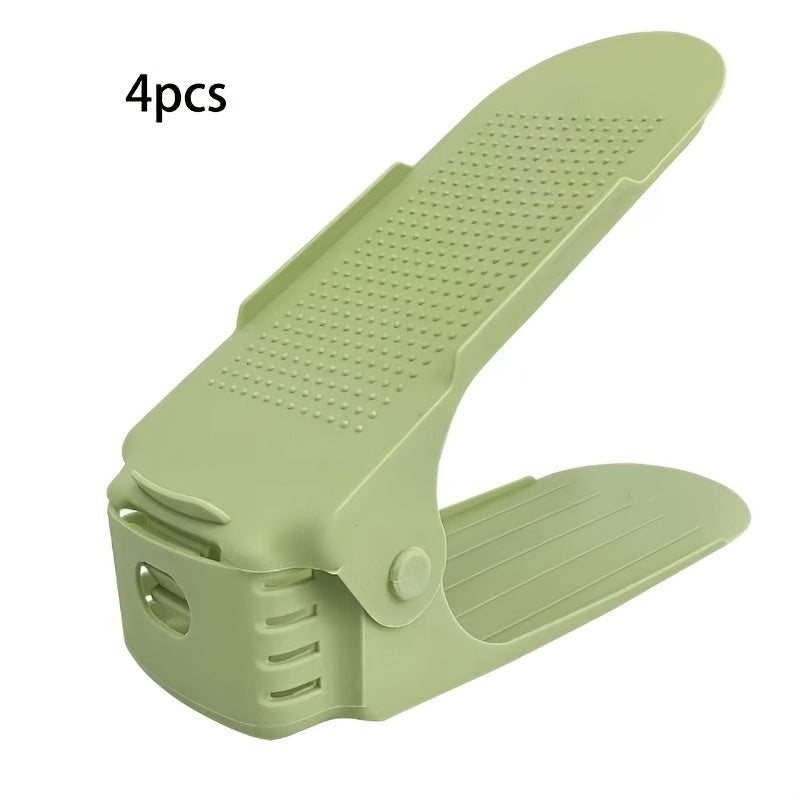 Juego de 4 estantes ajustables de plástico para zapatos, organizador de zapatos de doble capa para dormitorio, armario, entrada y baño