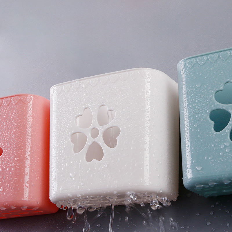 Punch-Free Wall Storage Rack Rectangular Plastic Organizer for Kitchen Bathroom Bedroom