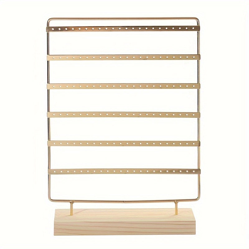 Шестиярусная витрина для серег с металлической подставкой и деревянной основой