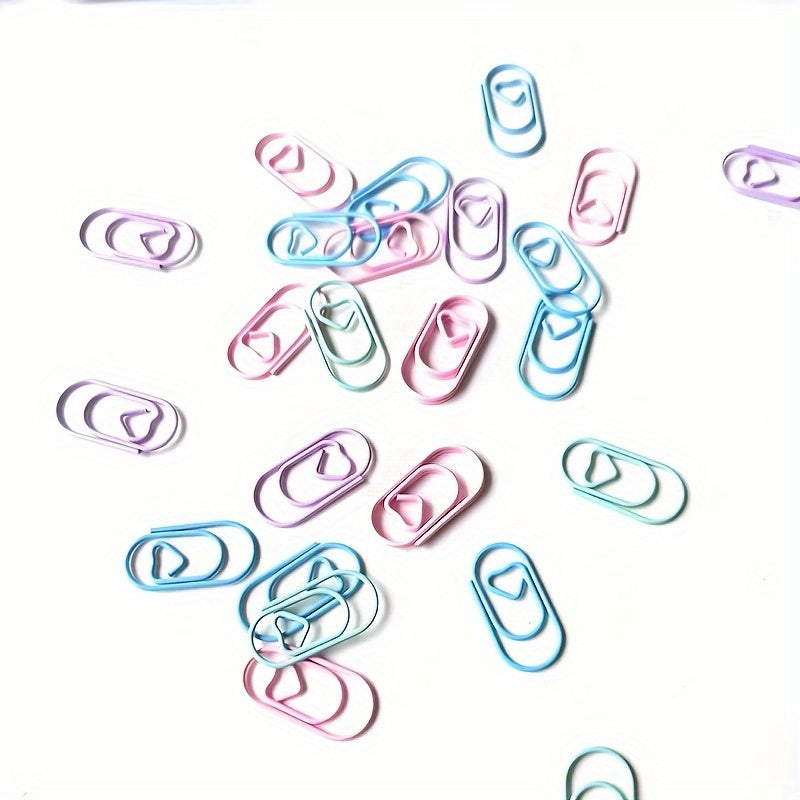Mini Love Paper Clips Set 100 Pieces in 4 Colors Iron Office Supplies