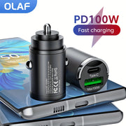 Mini 100W PD QC Fast Charging Car Charger for Smartphones