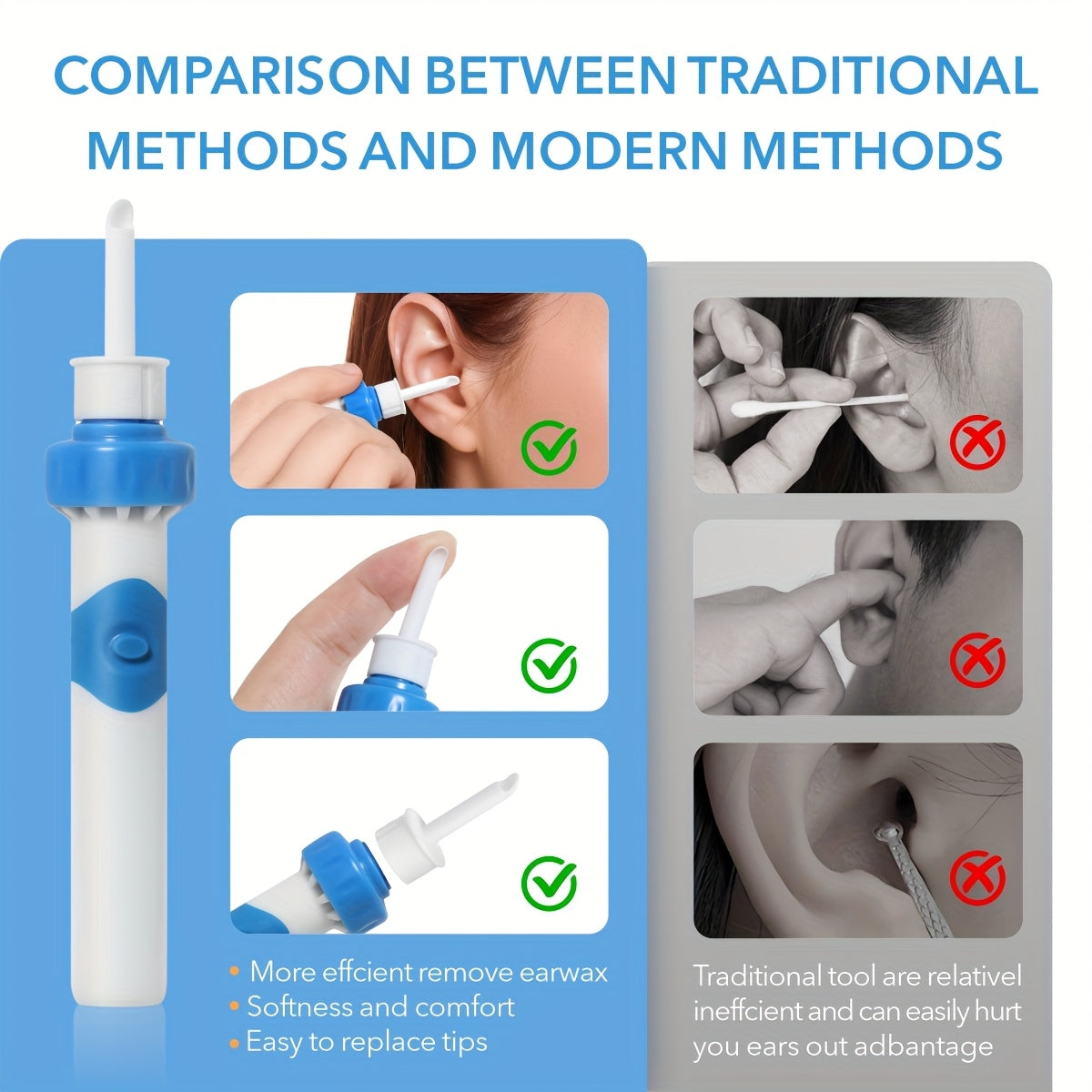 Electric Ear Cleaner Wax Remover Painless Safe Ear Cleaning Device