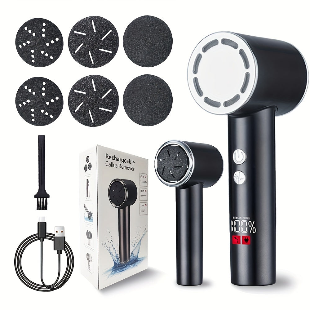 Электрический удалитель мозолей с вакуумом, ЖК-дисплей, 6 сменных насадок, перезаряжаемый инструмент для педикюра