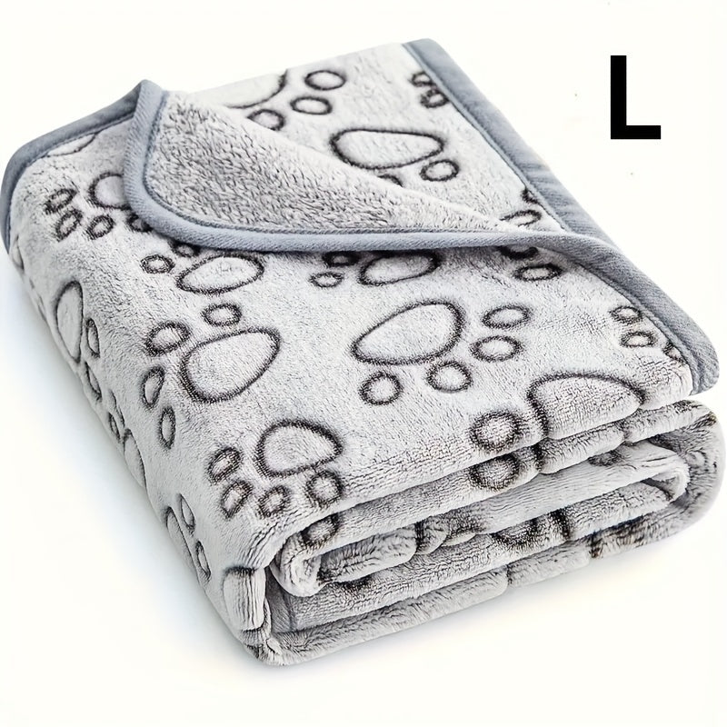 Pet Blanket for Dogs Cats with Paw Print Design Fleece Wool Machine Washable
