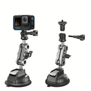 Suction Cup Mount with Dual Ball Head for Action Cameras Car Dashboard Quick-Release
