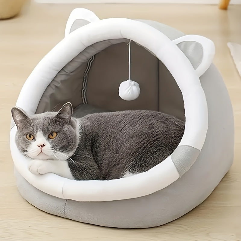 Cat Bed with Toy Ball Non-Slip Spacious Cozy for Cats