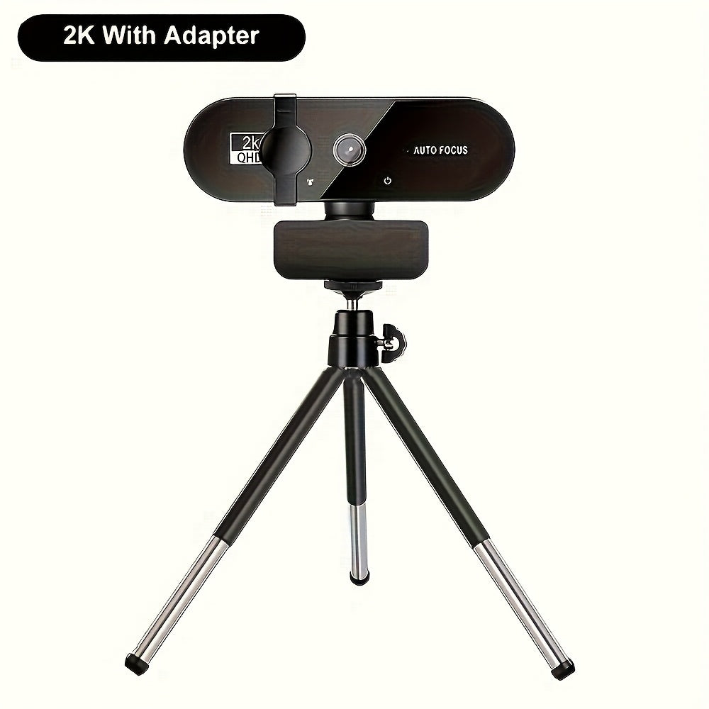 2K 4K Ultra HD vebkamerasi, o'z-o'zini fokuslash mikrofon bilan, o'yinlar, video konferensiyalar va noutbuk uchun