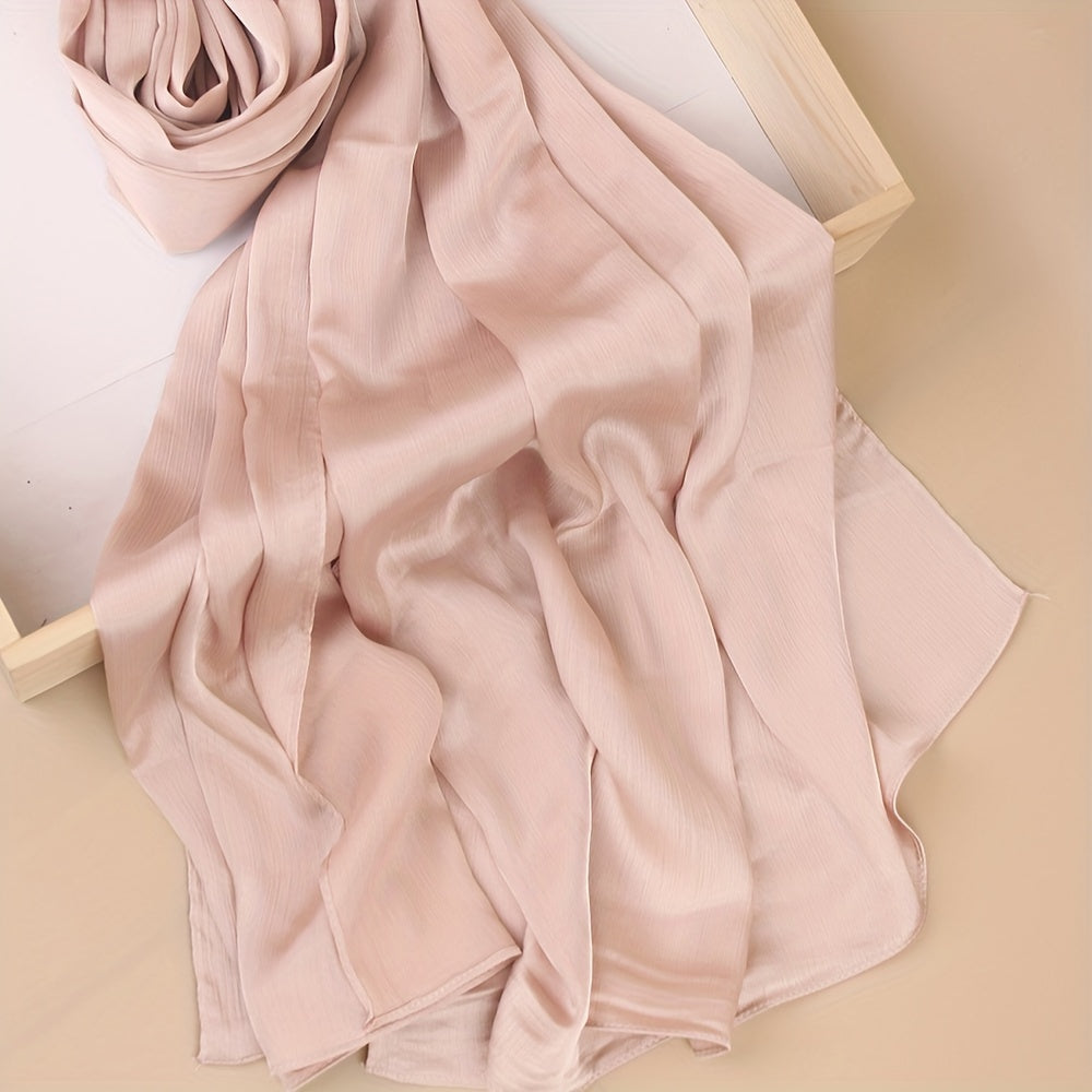 Pañuelo de cabeza clásico plisado de color sólido para uso casual, viaje y actividades al aire libre