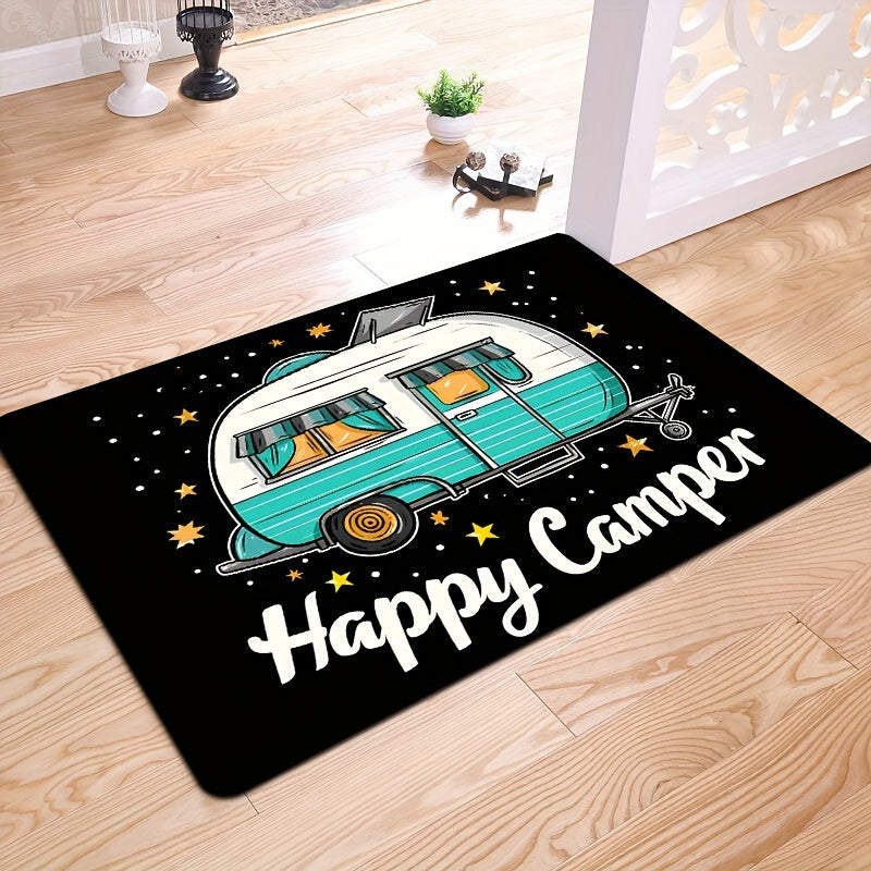 Коврик для спортивной комнаты Cartoon Car Happy Camper толщиной 8 мм — идеально подходит для ванной комнаты, кухни, гостиной, спальни и прихожей — можно стирать в стиральной машине и станет декоративным дополнением к любому интерьеру