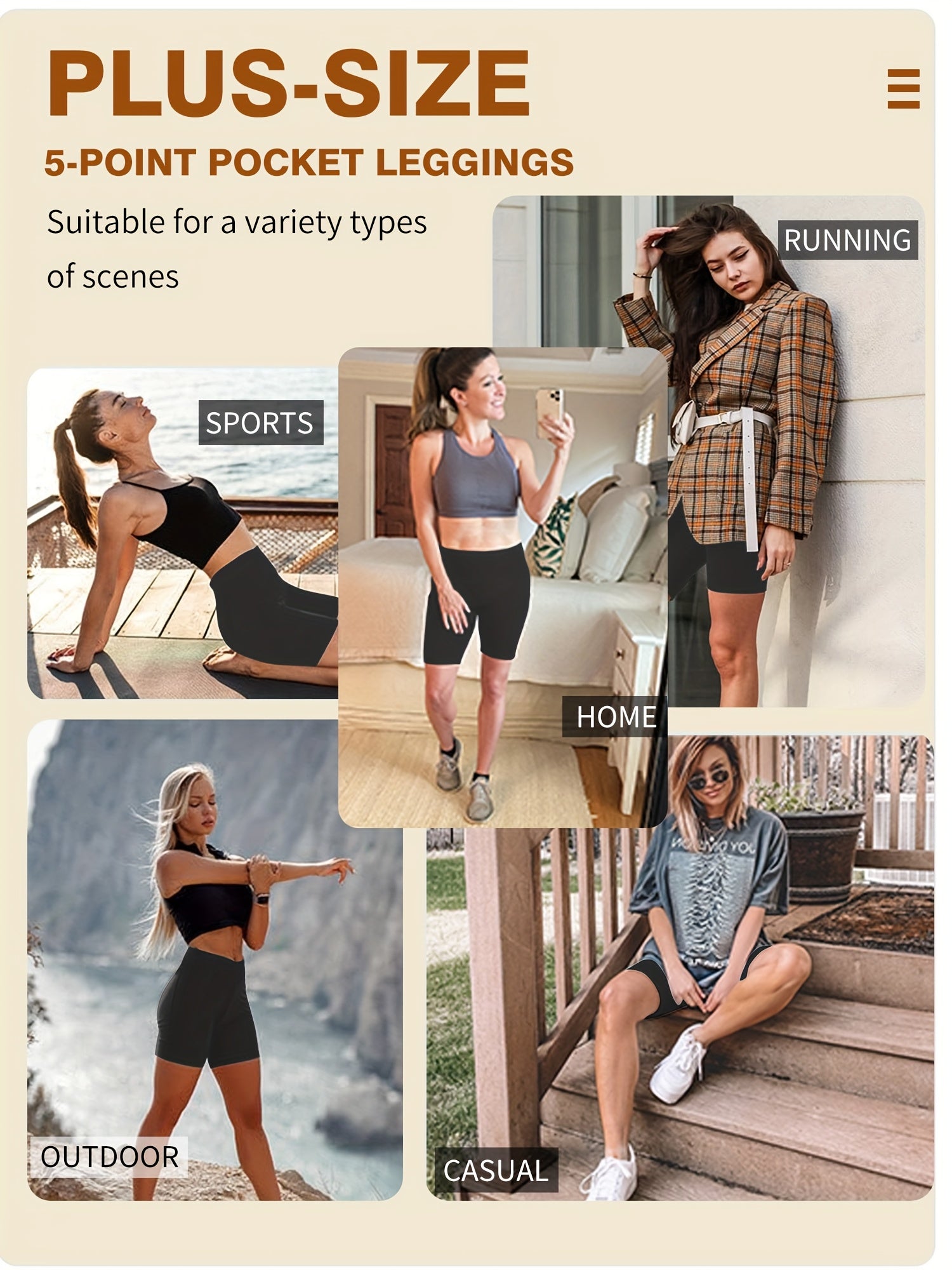 Plus o'lcham ayollar uchun 5 ta yuqori bel shortlari, elastik, qulay, kundalik