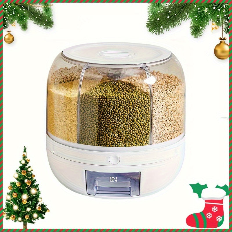 Large Capacity Rotating Plastic Storage Container with Lid for Kitchen Organization