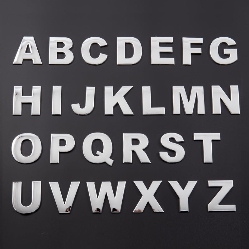 Moslashtiriladigan Kumush 3D Metall Avtomobil Emblemasi Katta Harf Raqami Zink Alloy Tashqi