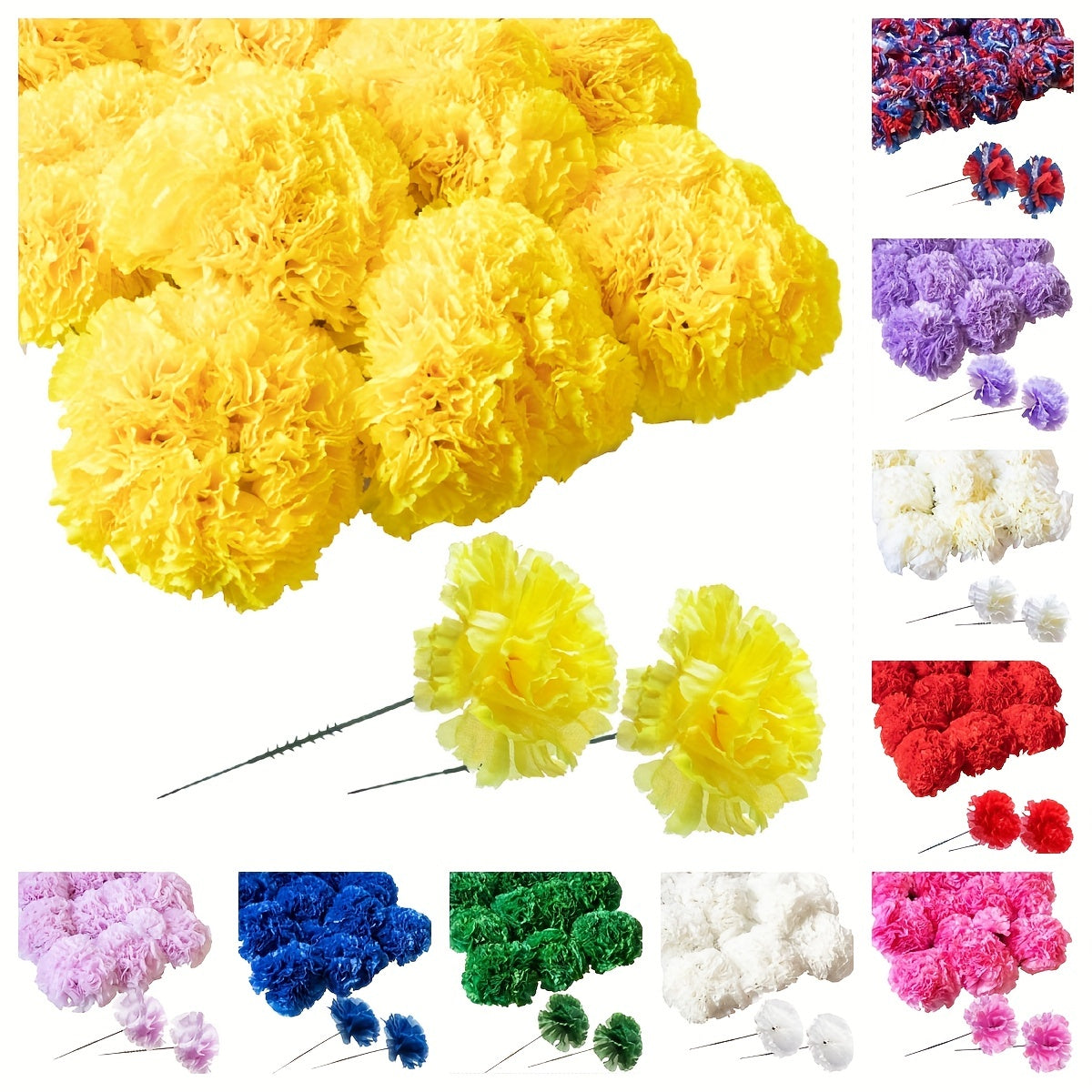 50 Pieces Silk Carnation Flowers for Wedding Decorations DIY Craft