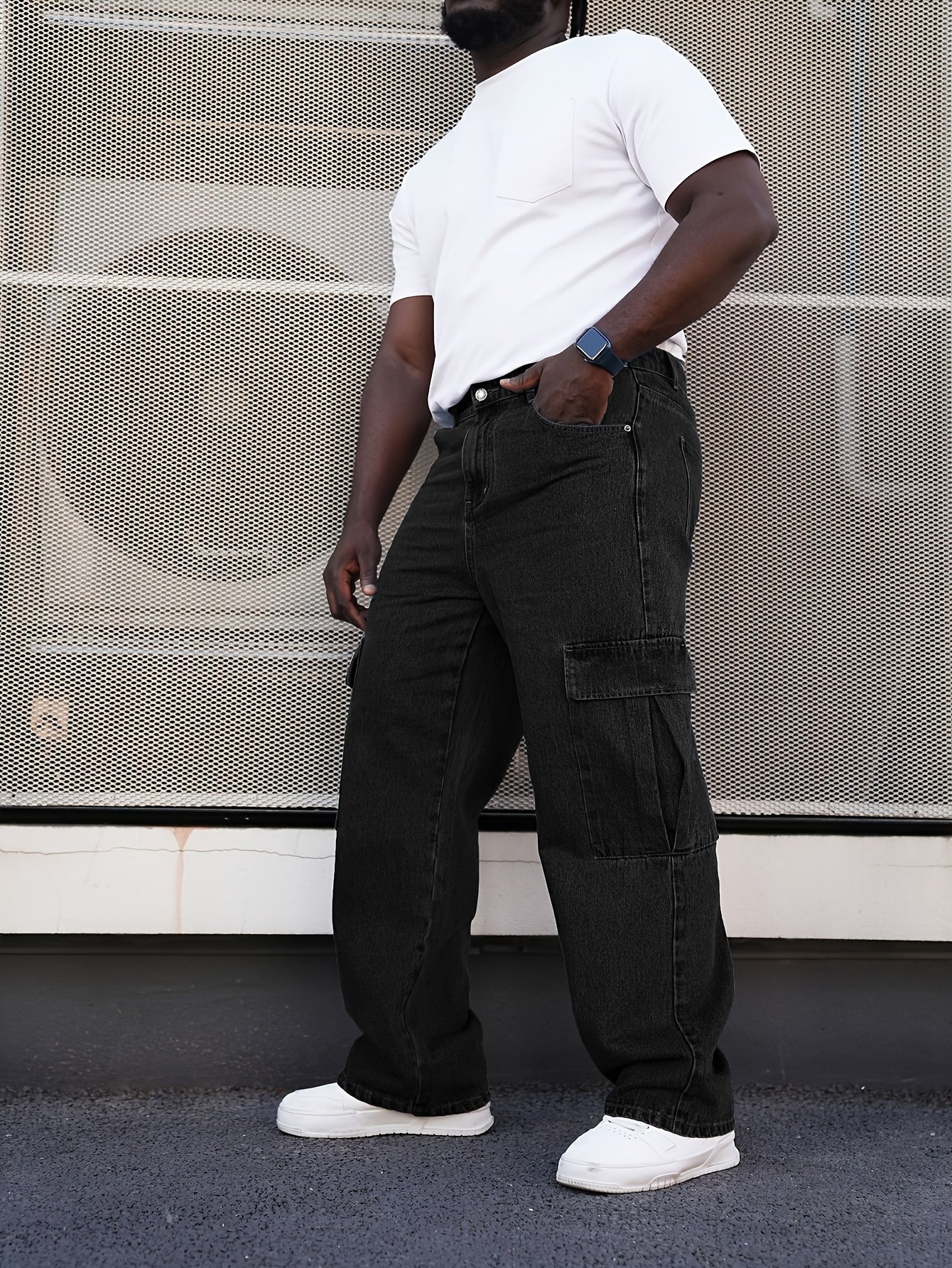 Men's Plus Size Cargo Pants Cotton Blend Casual Loose Fit All-Season