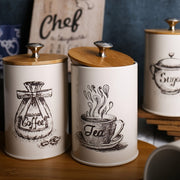 Set of 3 Round Bamboo Lid Storage Containers Reusable Multipurpose Kitchen Organizer