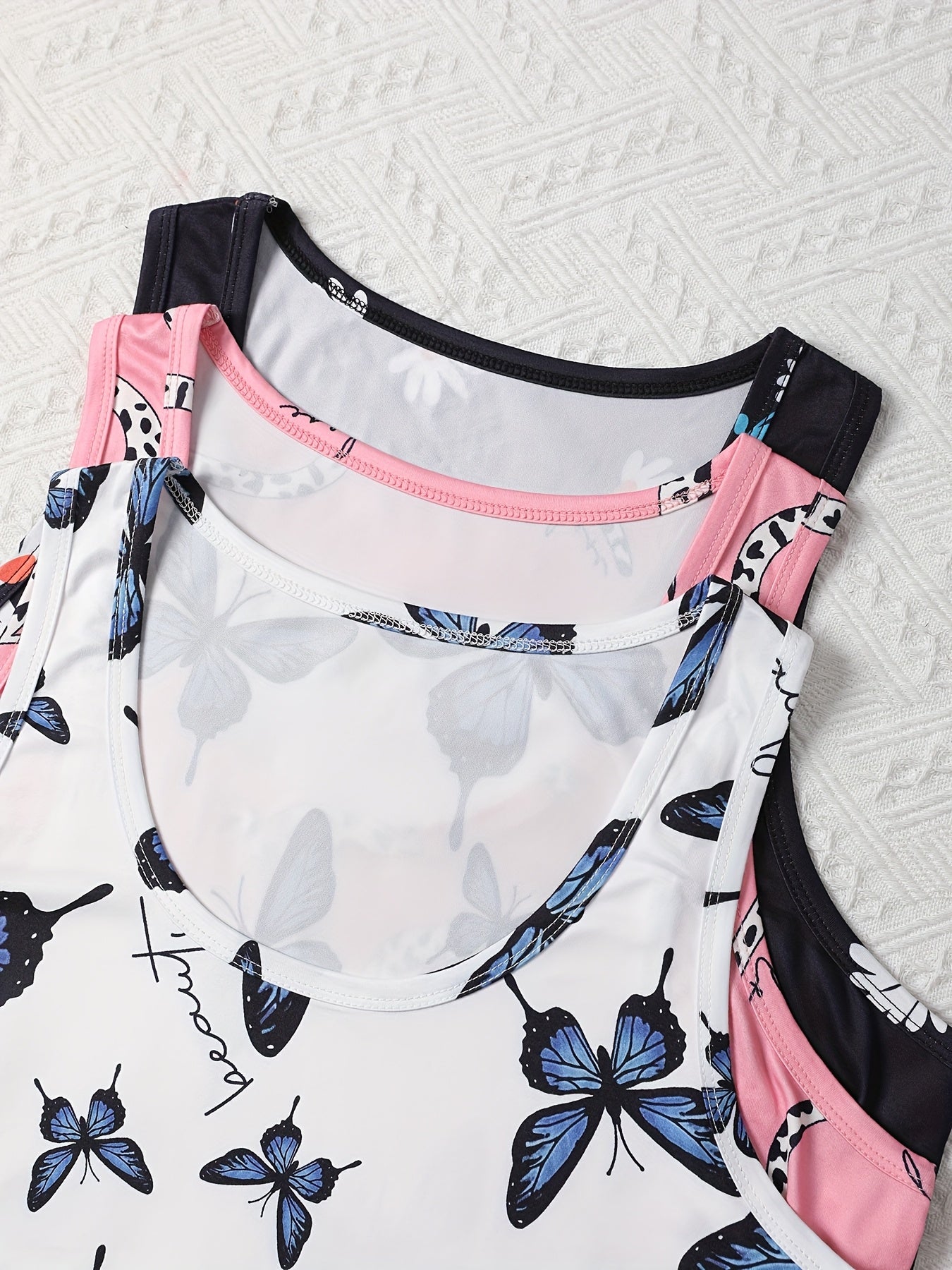 Women Plus Size Pajamas Set with Cartoon Love and Butterfly Patterns Nightgowns