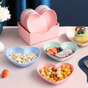 5-Piece Heart-Shaped Plastic Snack and Fruit Plate Set for Desserts and Pickles
