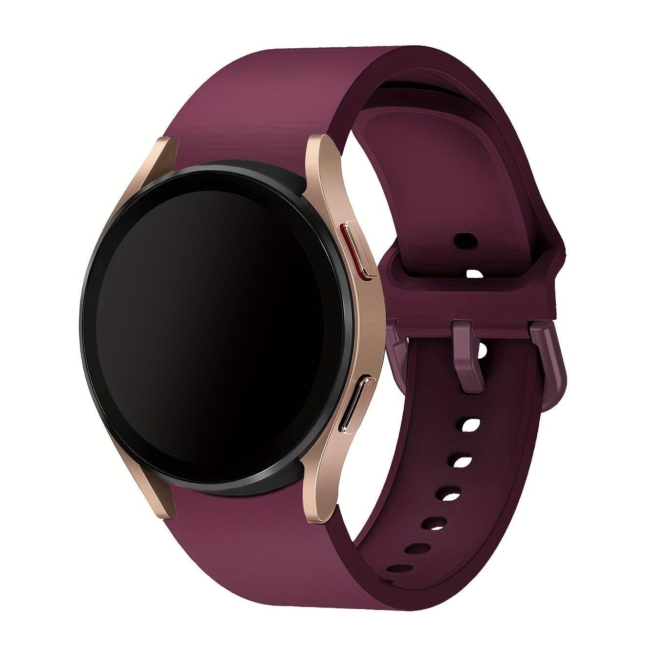 Непрерывный мягкий силиконовый водонепроницаемый ремешок для часов, совместимый с Samsung Galaxy Watch 7/6/5/4. Доступен в розовом, желтом и розовом золоте с застежкой из нержавеющей стали. Удобная посадка для мужчин и