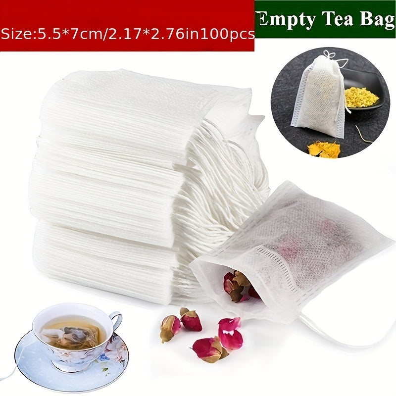 100 ta qayta ishlatiladigan muslin ipli sup bag'lari to'plami - ovqat uchun xavfsiz ziravorlar infuzer filtri paketlari, pishirish, suyak bulyoni, Xitoy tibbiyoti, choy - oshxona uchun zarur aksessuarlar