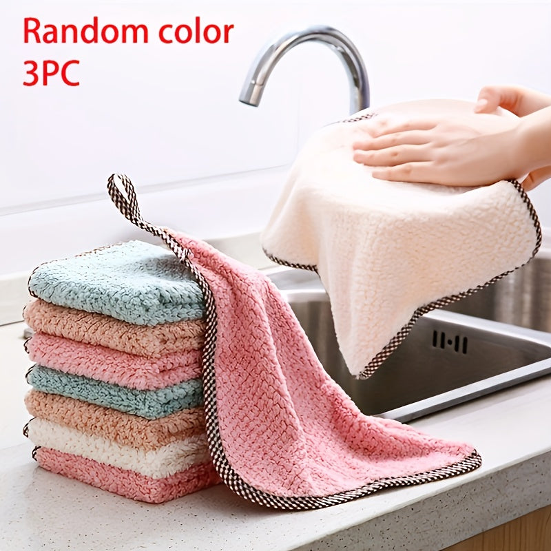 Set of 3 Microfiber Cleaning Cloths Reusable Antibacterial Kitchen Bathroom Towels