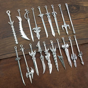 Set of 20 Mixed Zinc Alloy Antique Silver Knight Sword Gun Bow Charms for Jewelry Making