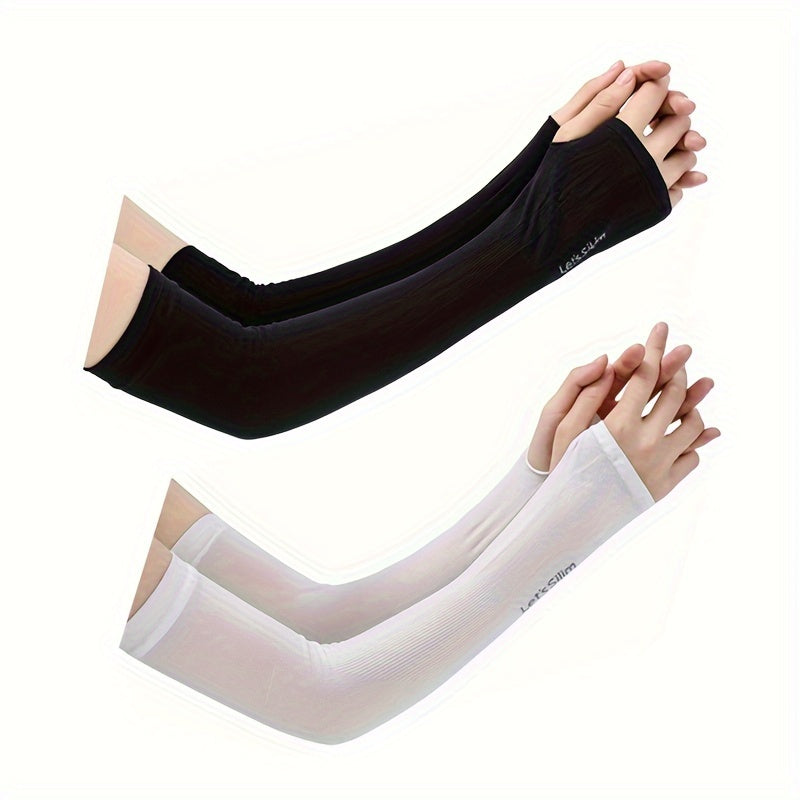 Mangas de protección solar de nylon para hombres y mujeres, cubre brazos con protección UV y dedos